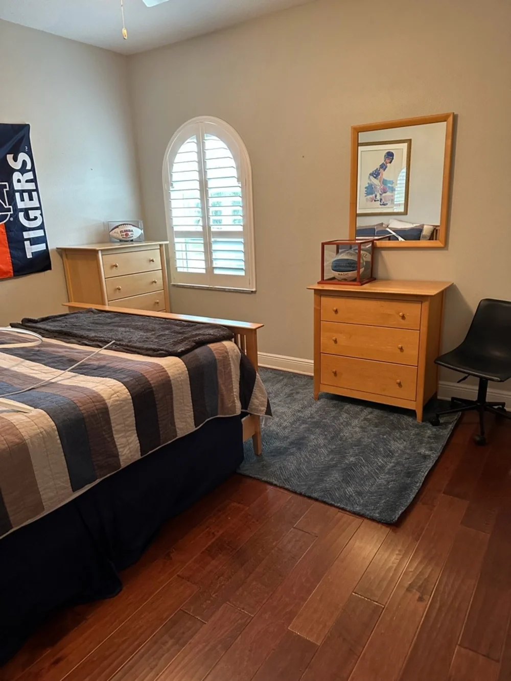 Pottery Barn Teen Navy and Beige Striped Quilted Coverlet Set